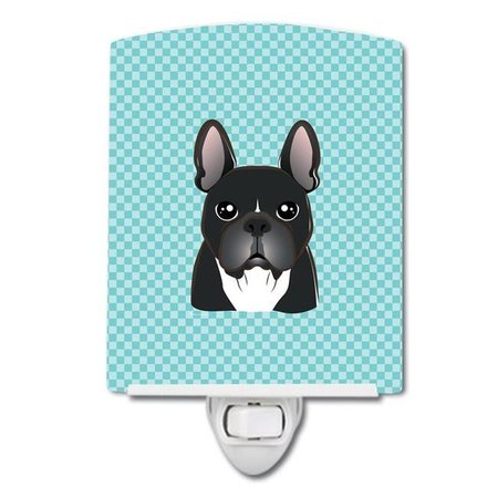 CAROLINES TREASURES Carolines Treasures BB1165CNL Checkerboard Blue French Bulldog Ceramic Night Light BB1165CNL